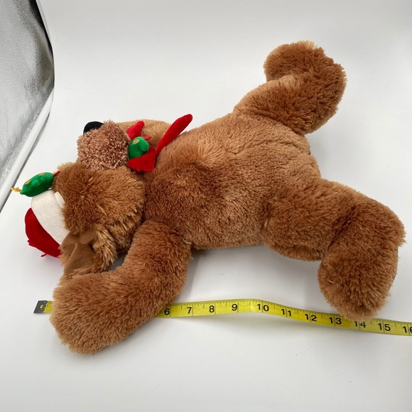 GUND Christmas Teddy Bear 15" Plush Stuffed Animal Santa Hat Scarf Tree - Picture 8 of 8